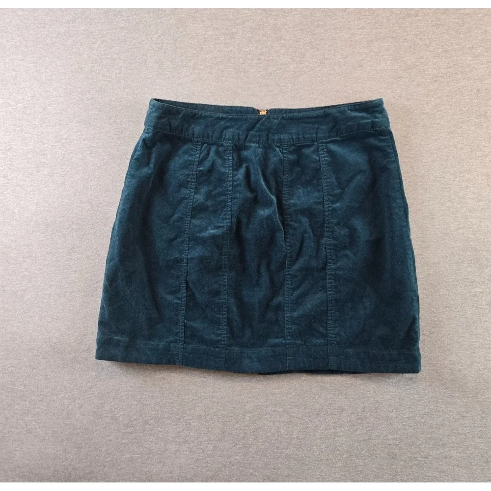 Free People Layla Corduroy Mini Skirt Size‎ 10 Hunter Green Front Zip Boho Retro